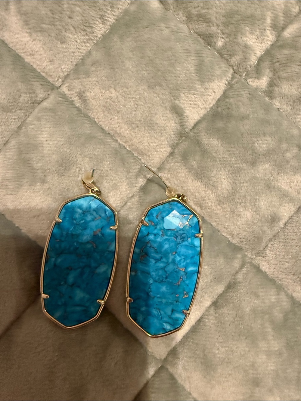 Kendra Scott Bright Turquoise Faceted Stone Drop Earrings - Blue